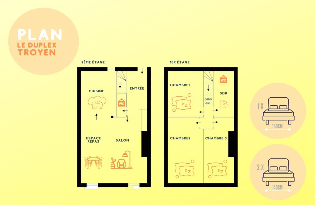 Le Duplex Pasteur - 5 Min Hypercentre - Ideal Groupe - Parking Gratuit Troyes Exterior foto